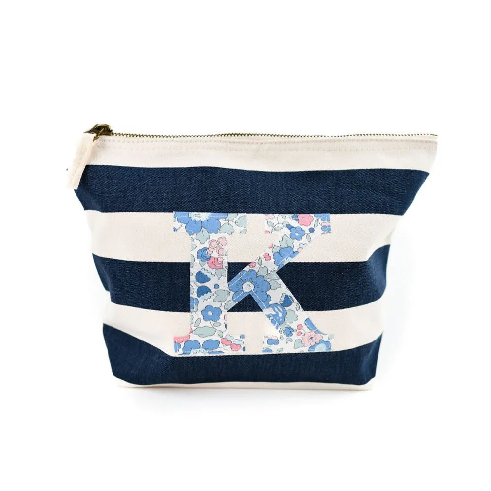 Liberty of London Navy Stripe Accessory Bag  - Betsy Blue Initial