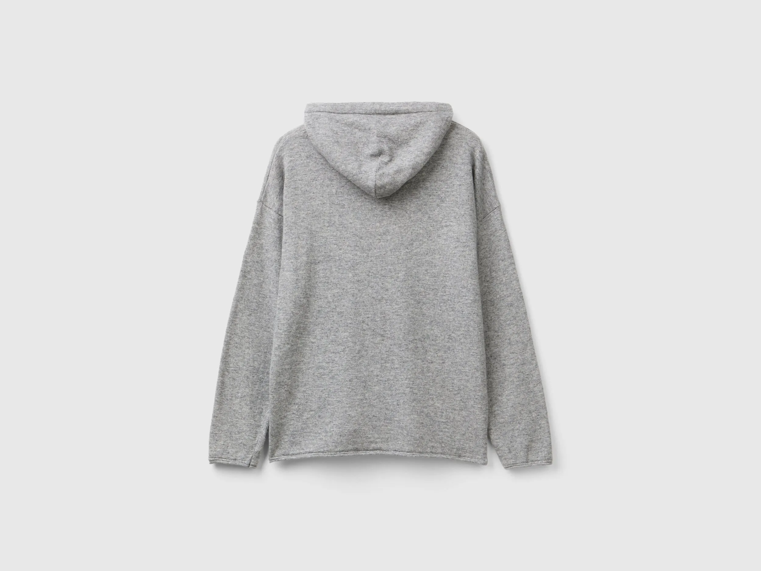 Light gray cashmere blend sweater with hood - Light Gray | Benetton