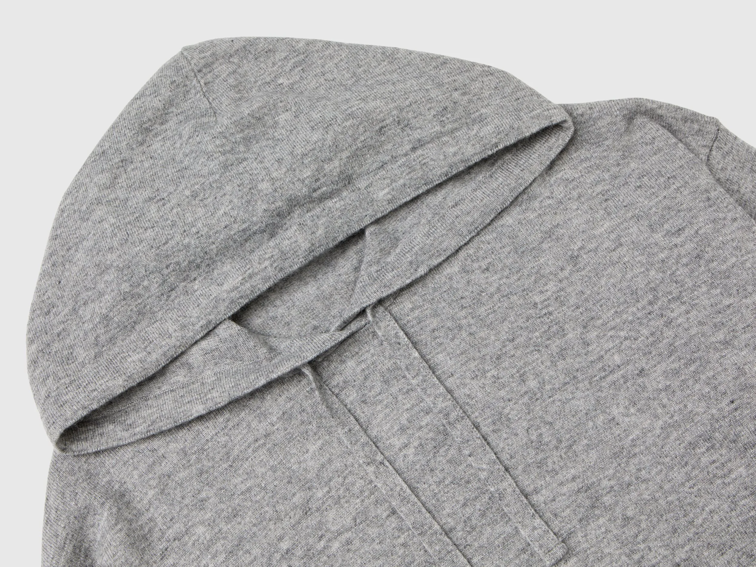 Light gray cashmere blend sweater with hood - Light Gray | Benetton