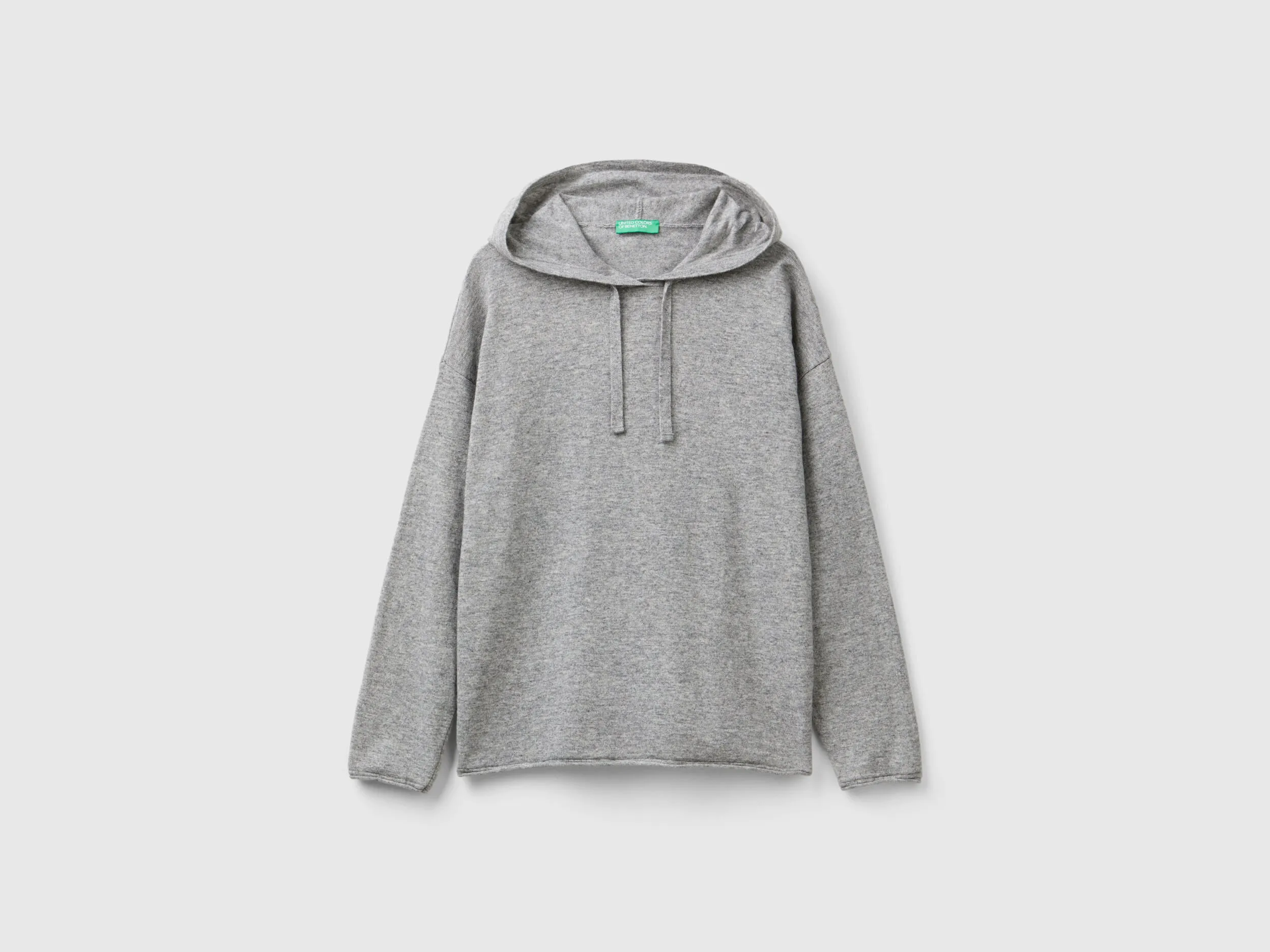 Light gray cashmere blend sweater with hood - Light Gray | Benetton