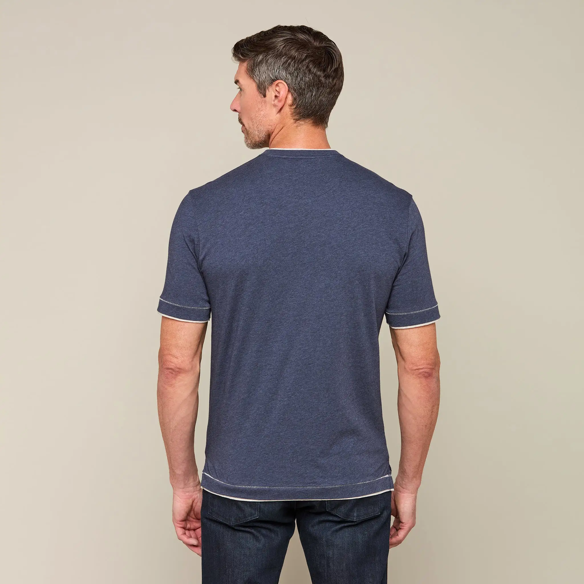 Lucchese Pima Cotton V-Neck :: Navy