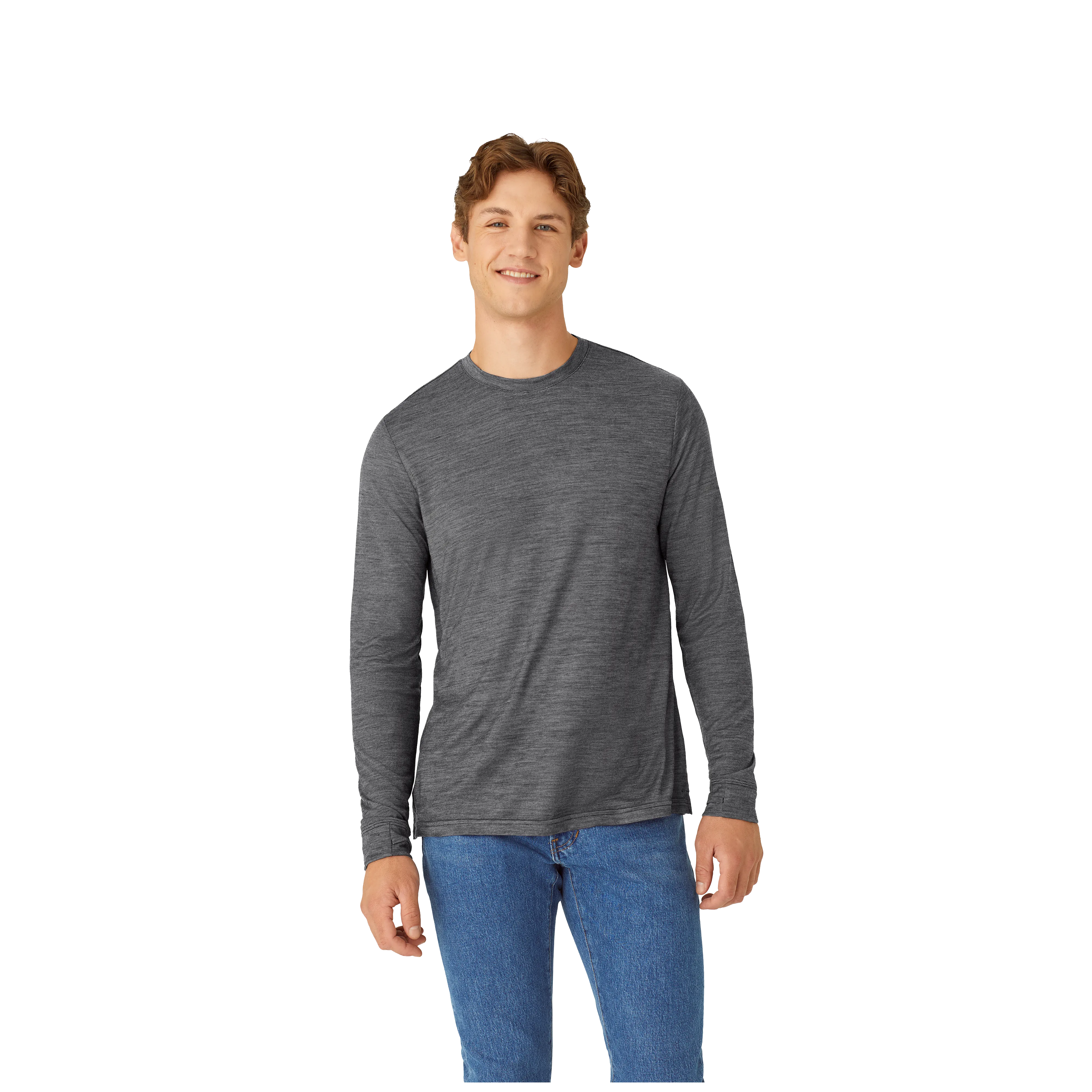 Men's Merino Wool Blend Crew Neck Long Sleeve T-Shirt 3-Pack