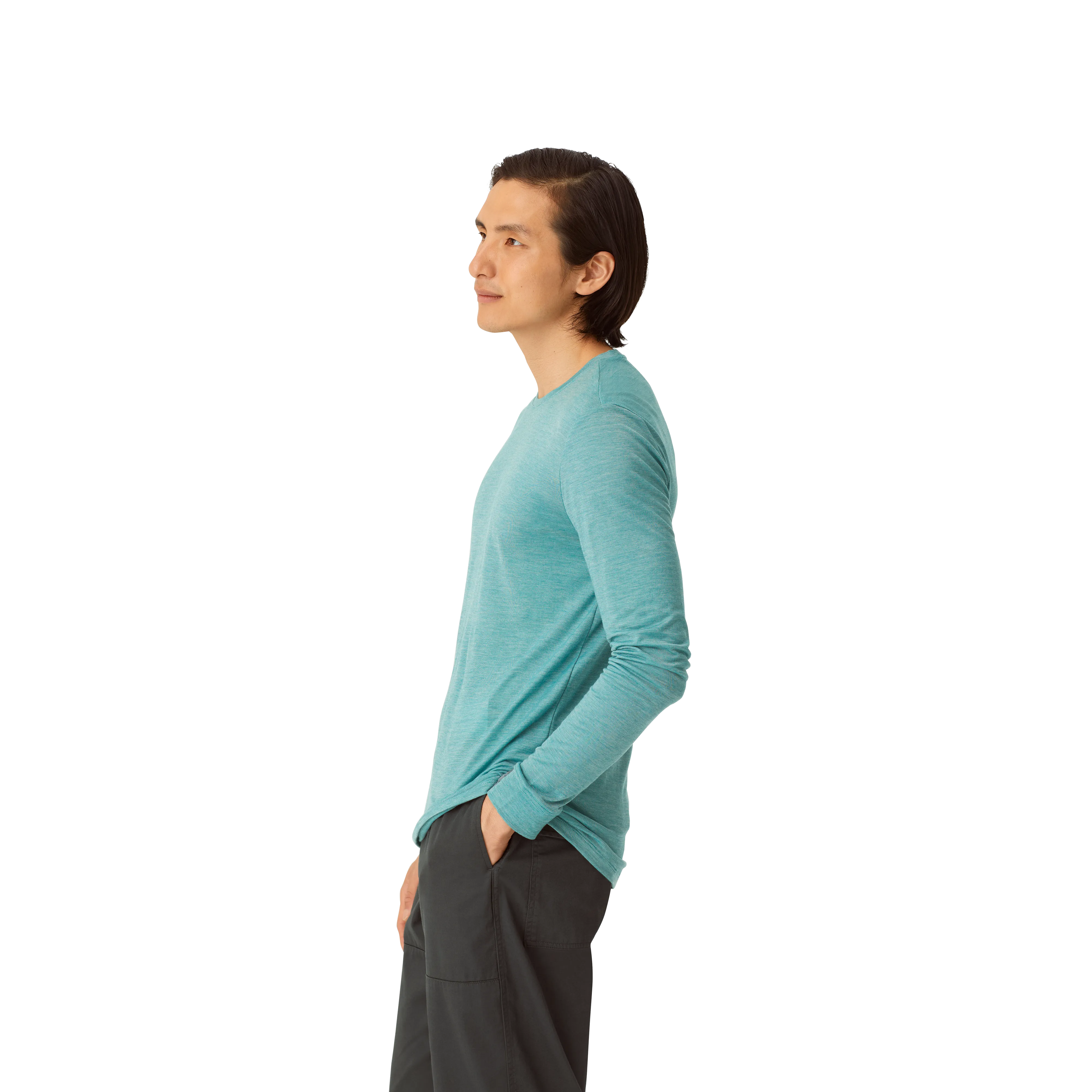 Men's Merino Wool Blend Crew Neck Long Sleeve T-Shirt 3-Pack