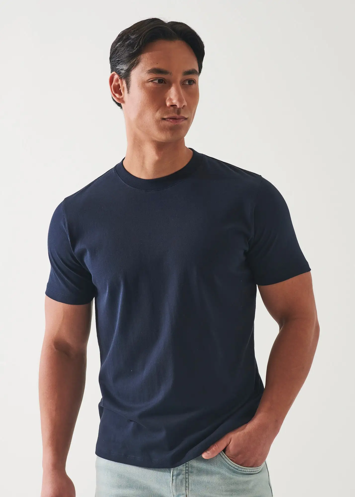 MERCERIZED PIMA COTTON HIGH NECK T-SHIRT