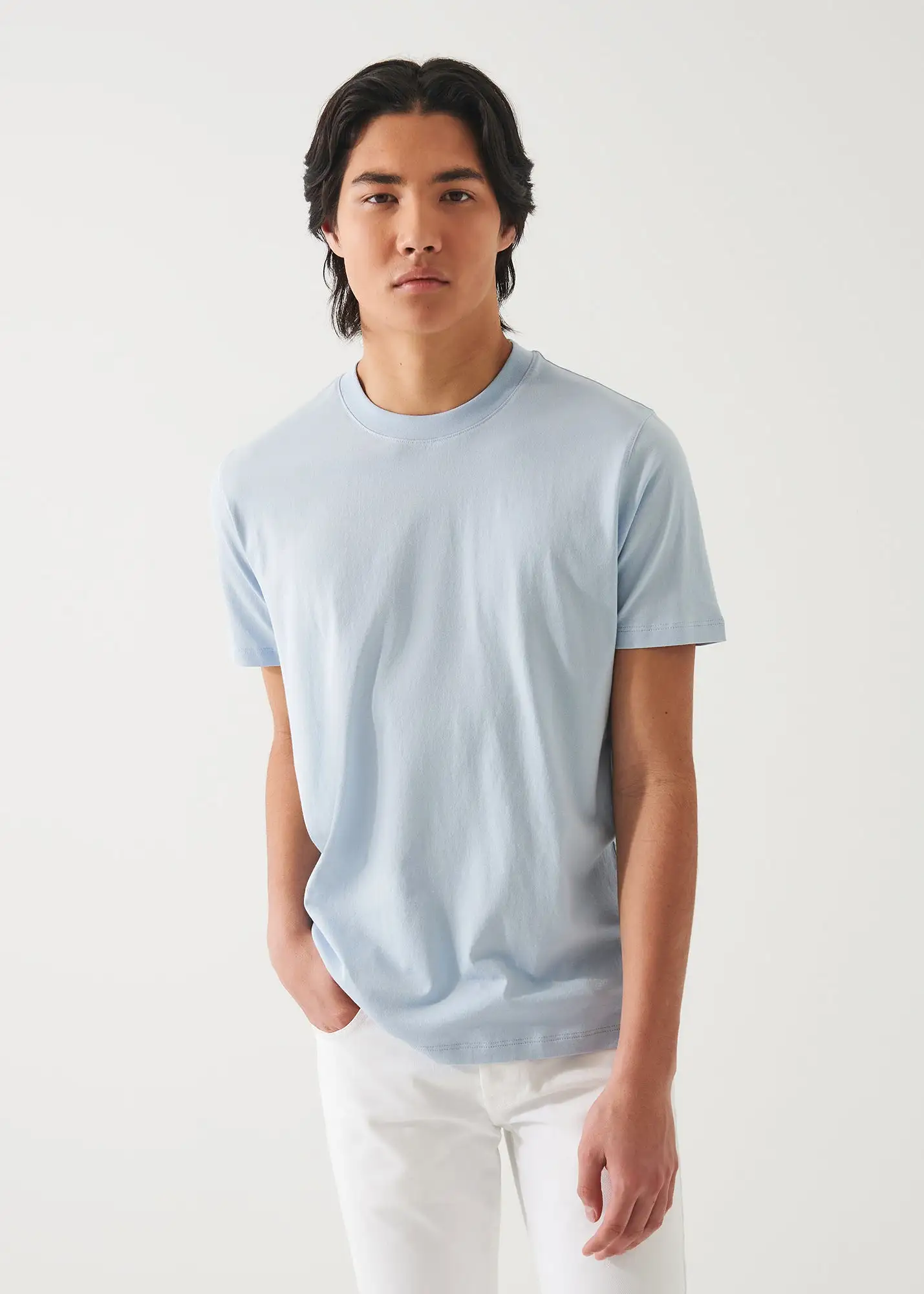 MERCERIZED PIMA COTTON HIGH NECK T-SHIRT