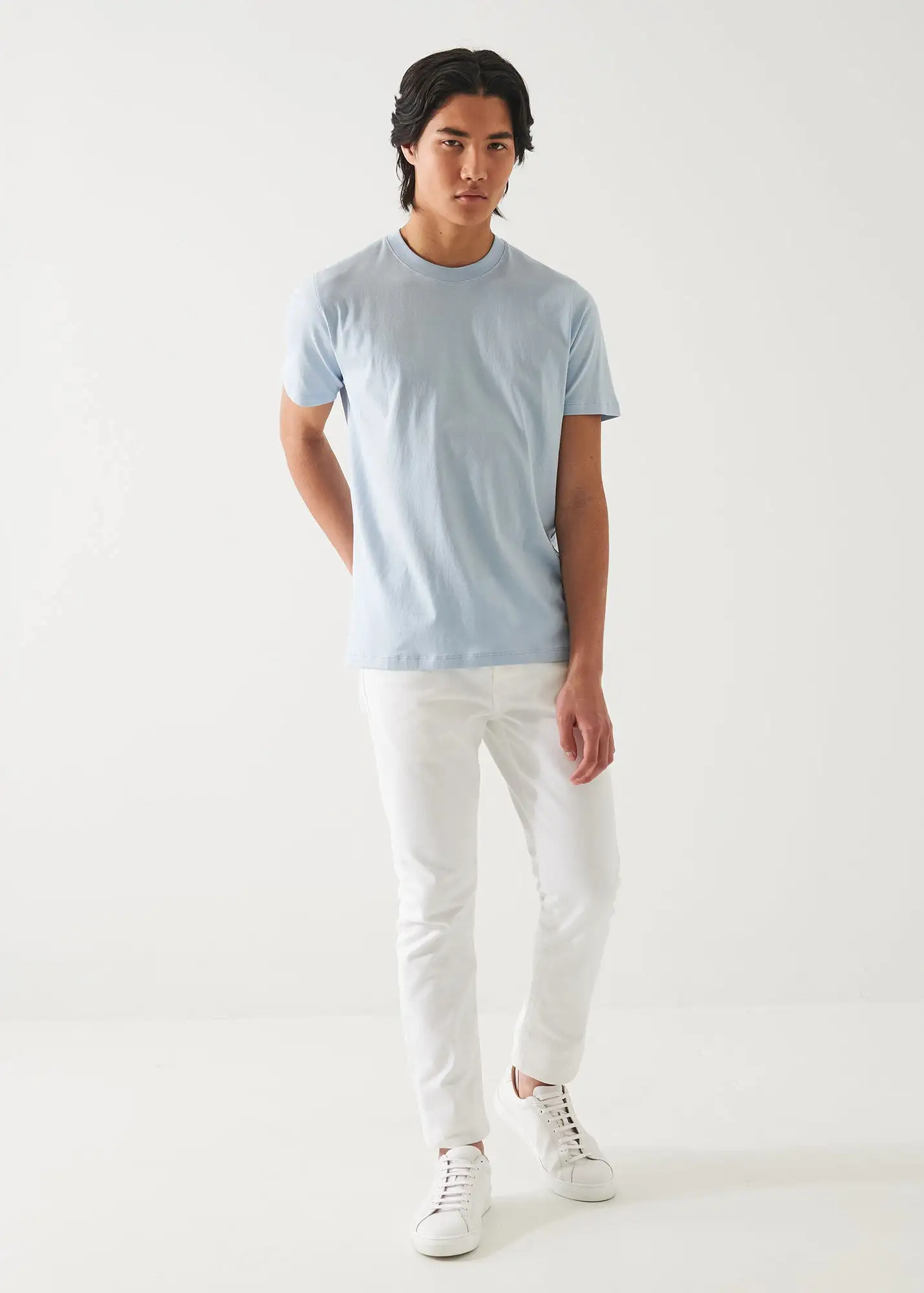 MERCERIZED PIMA COTTON HIGH NECK T-SHIRT