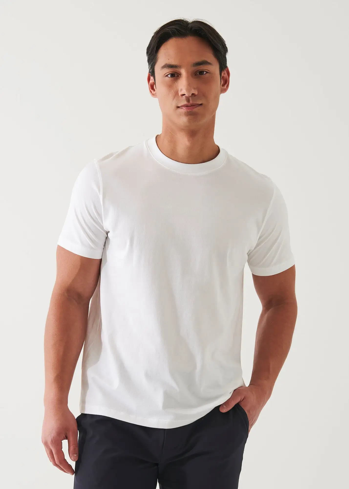 MERCERIZED PIMA COTTON HIGH NECK T-SHIRT