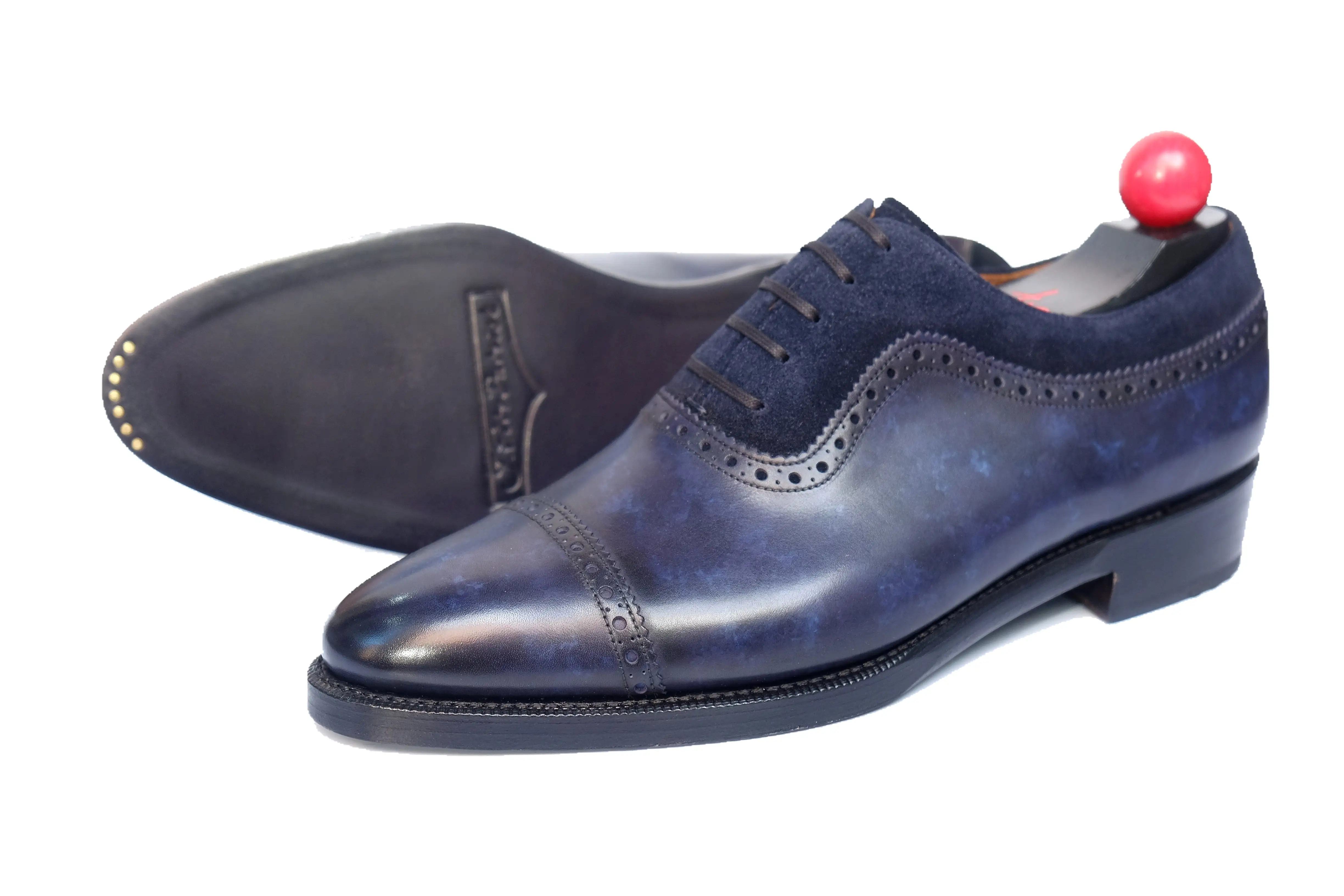 Palacio - MTO - Navy Marble Patina / Navy Suede - TMG Last - Double Leather Sole