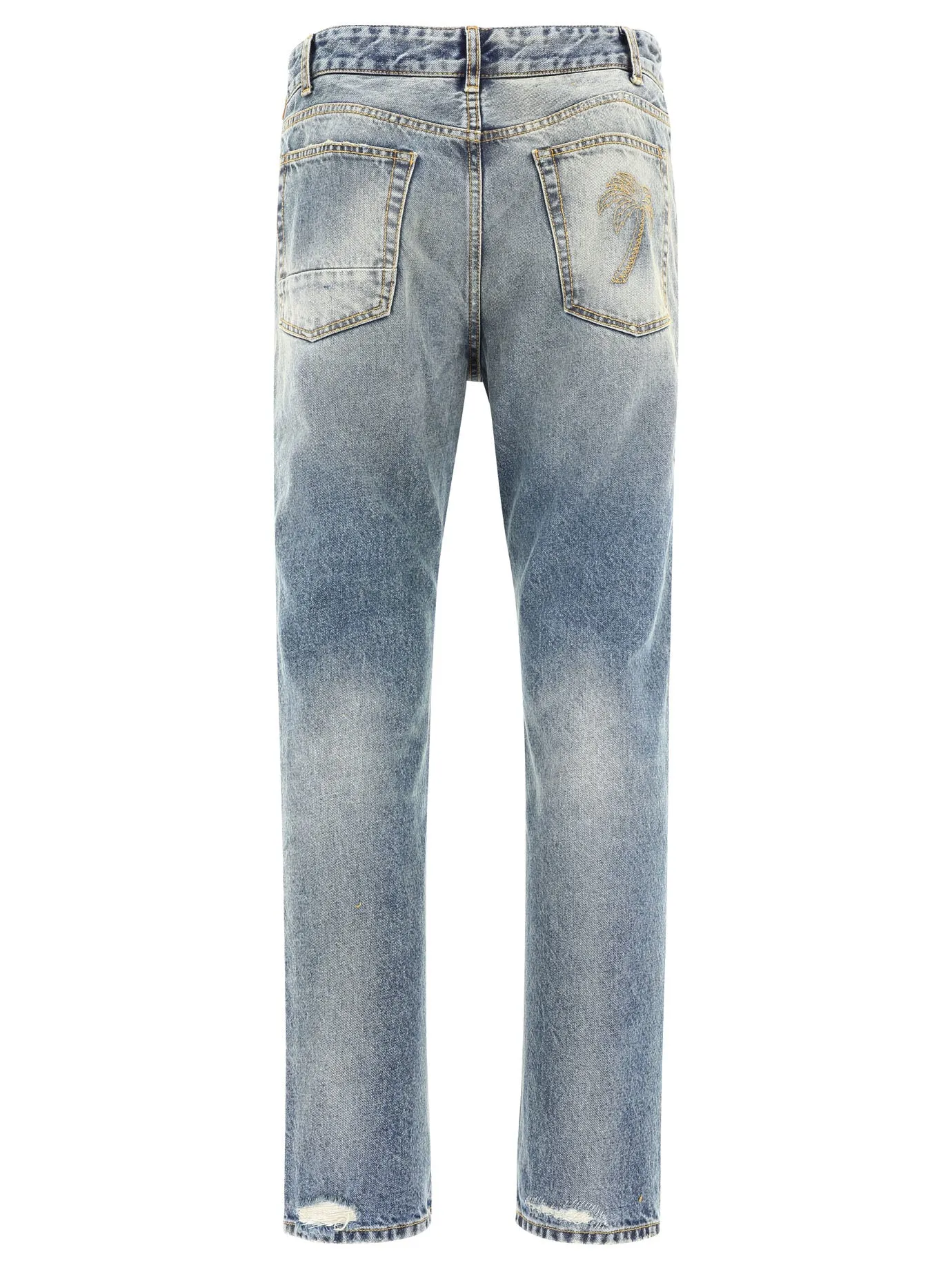 Palm Angels Logo Patch Straight Leg Jeans