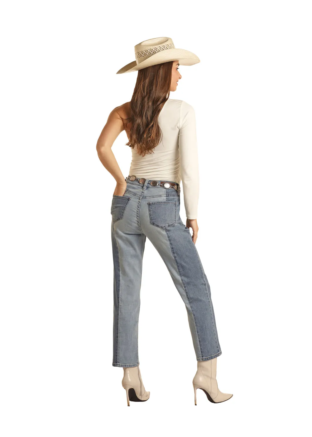 Panhandle Slim Womens Two Tone Cropped Jeans