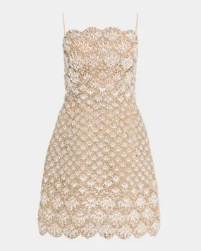 Pearly Scallop Strapless Mini Cocktail Dress