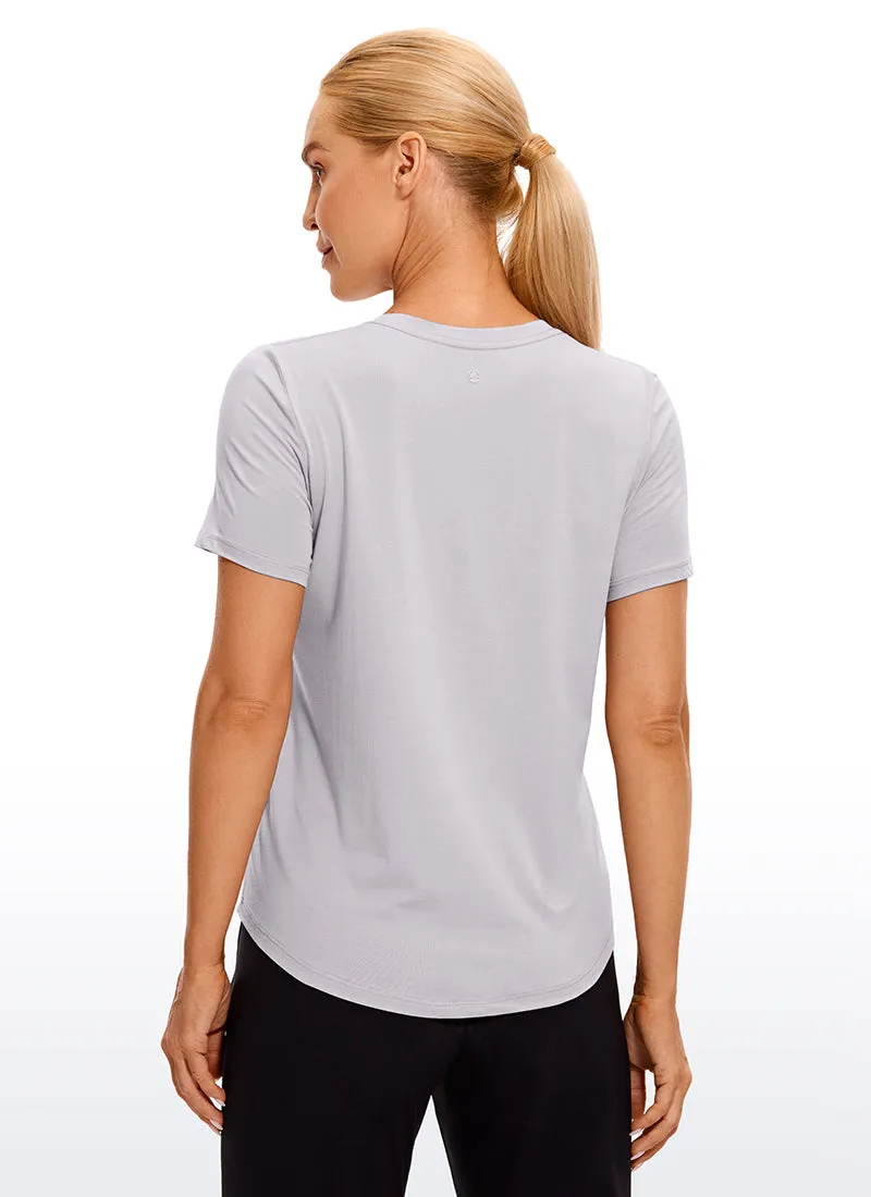 Pima Cotton Yoga Short Sleeves V-Neck