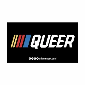 Queer Stripe Black Rectangle Sticker supporting The Trevor Project