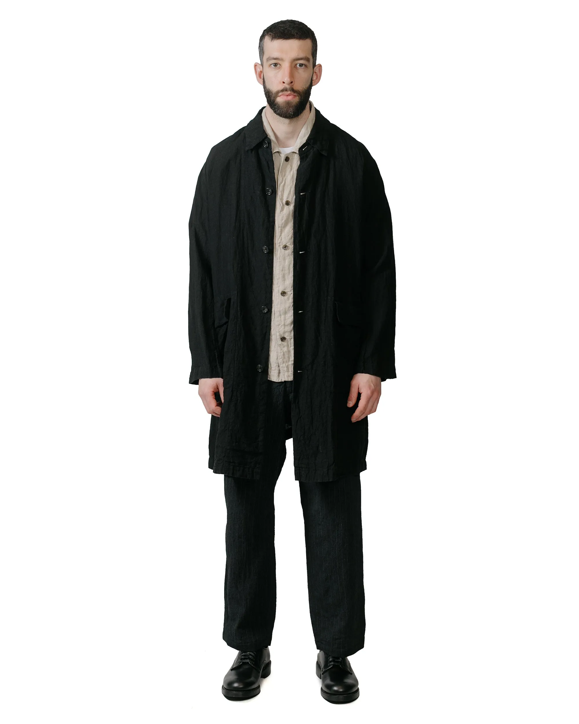 Sage de Cret Organic Linen Shop Coat Black