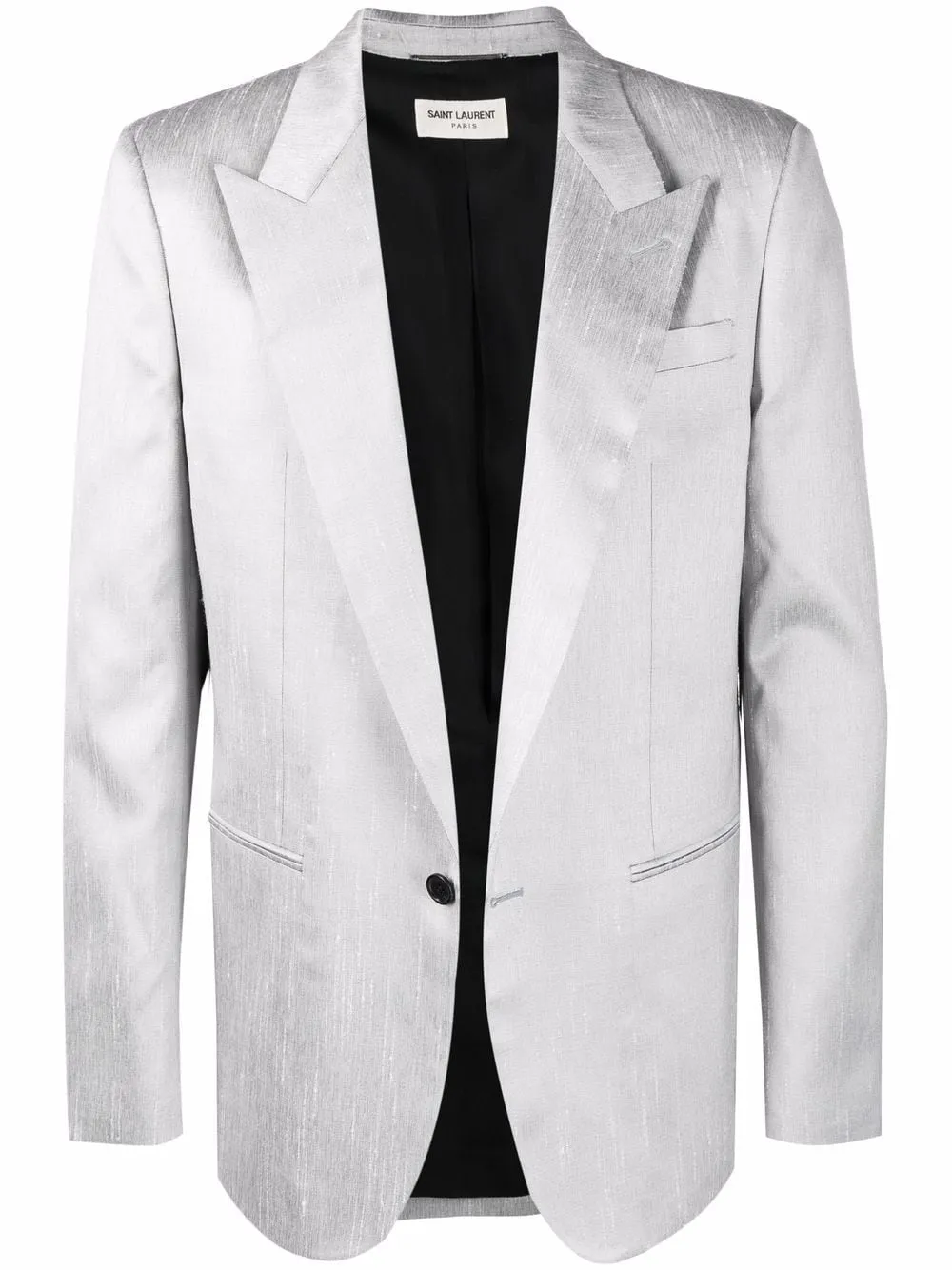 Saint Laurent - Veste ajustée à boutonnage simple en shantung de soie