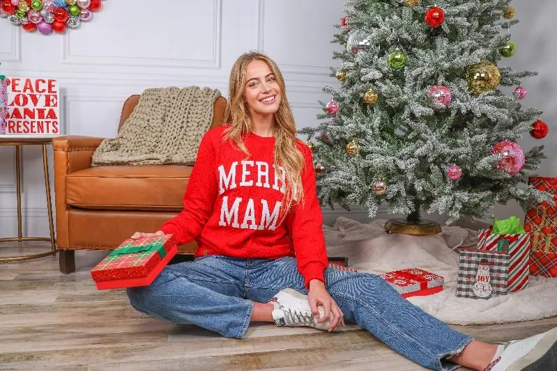 Simply Southern Merry Mama & Mini Braid Holiday Long Sleeve Sweater