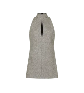 SPARKLING JACQUARD HALTERNECK MINI COCKTAIL DRESS