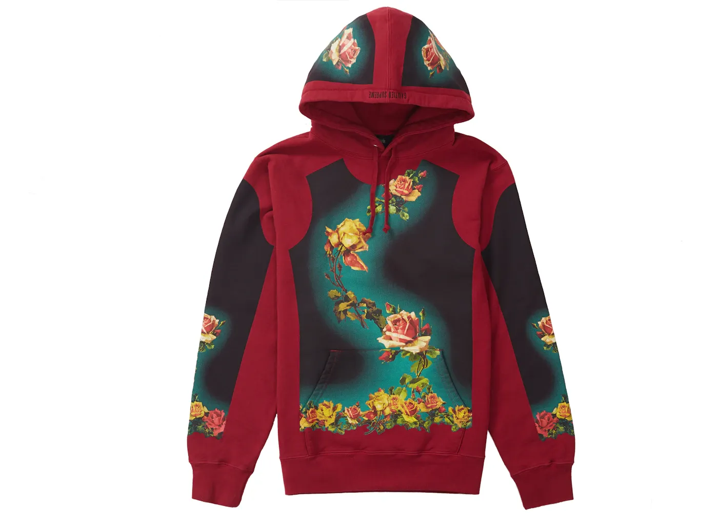 Supreme Jean Paul Gaultier Floral Print Hooded Sweatshirt Cardinal