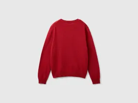 Sweater in cashmere and wool blend - Red | Benetton