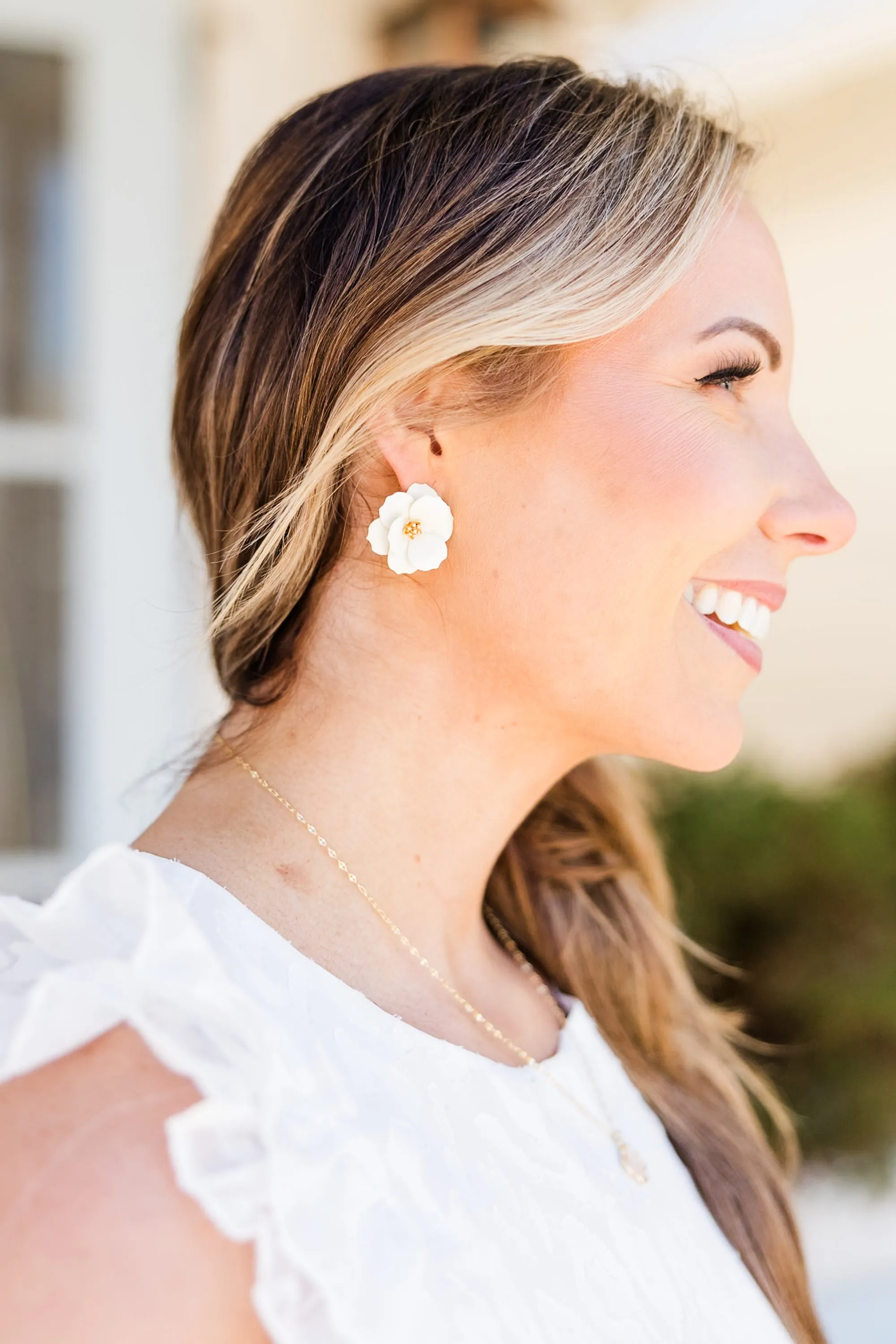 The Gift Of Flowers Earrings, Ivory