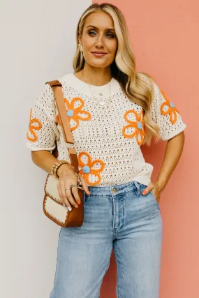 The Tayah Open Knit Floral Sweater Top