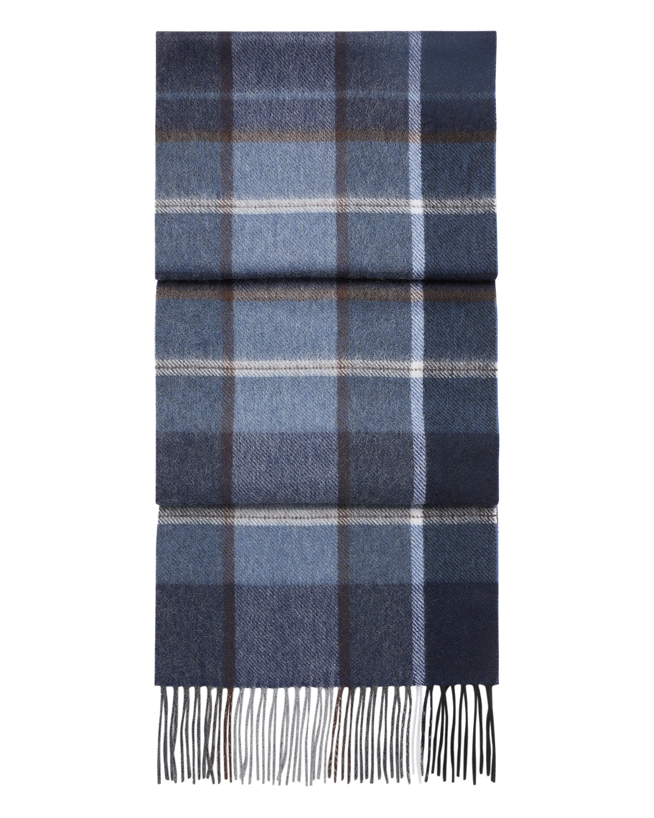 Unisex Cashmere Check Scarf Navy Blue