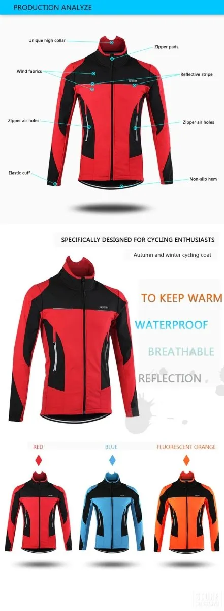 Veste de cyclisme en polaire thermique pour homme/femme ARSUXEO - 15F