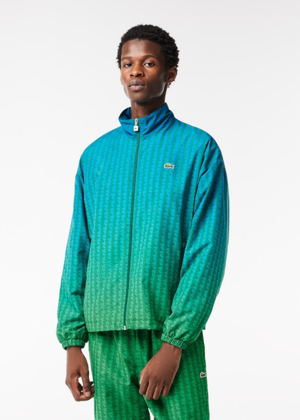 Veste de survêtement Lacoste imprimé monogramme bleu