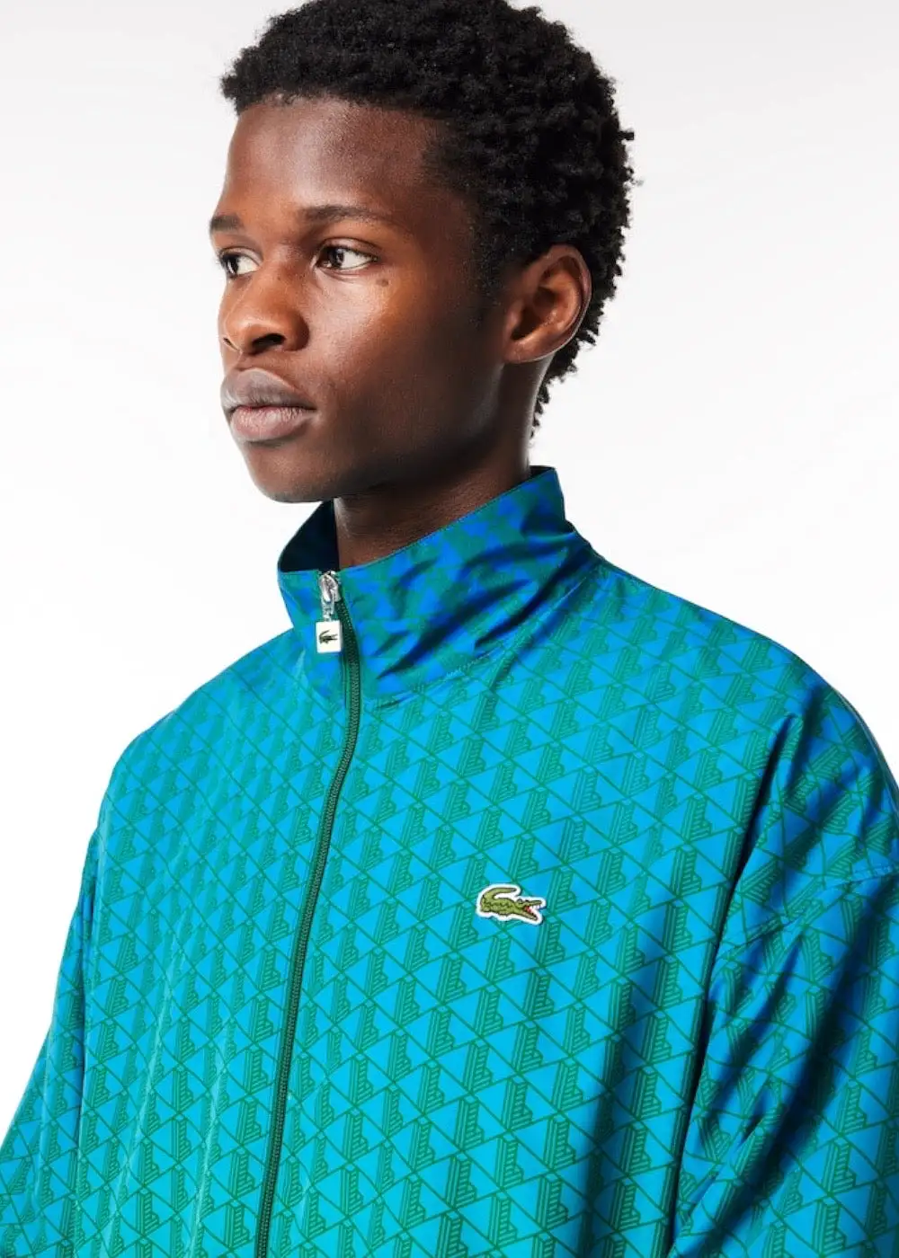 Veste de survêtement Lacoste imprimé monogramme bleu