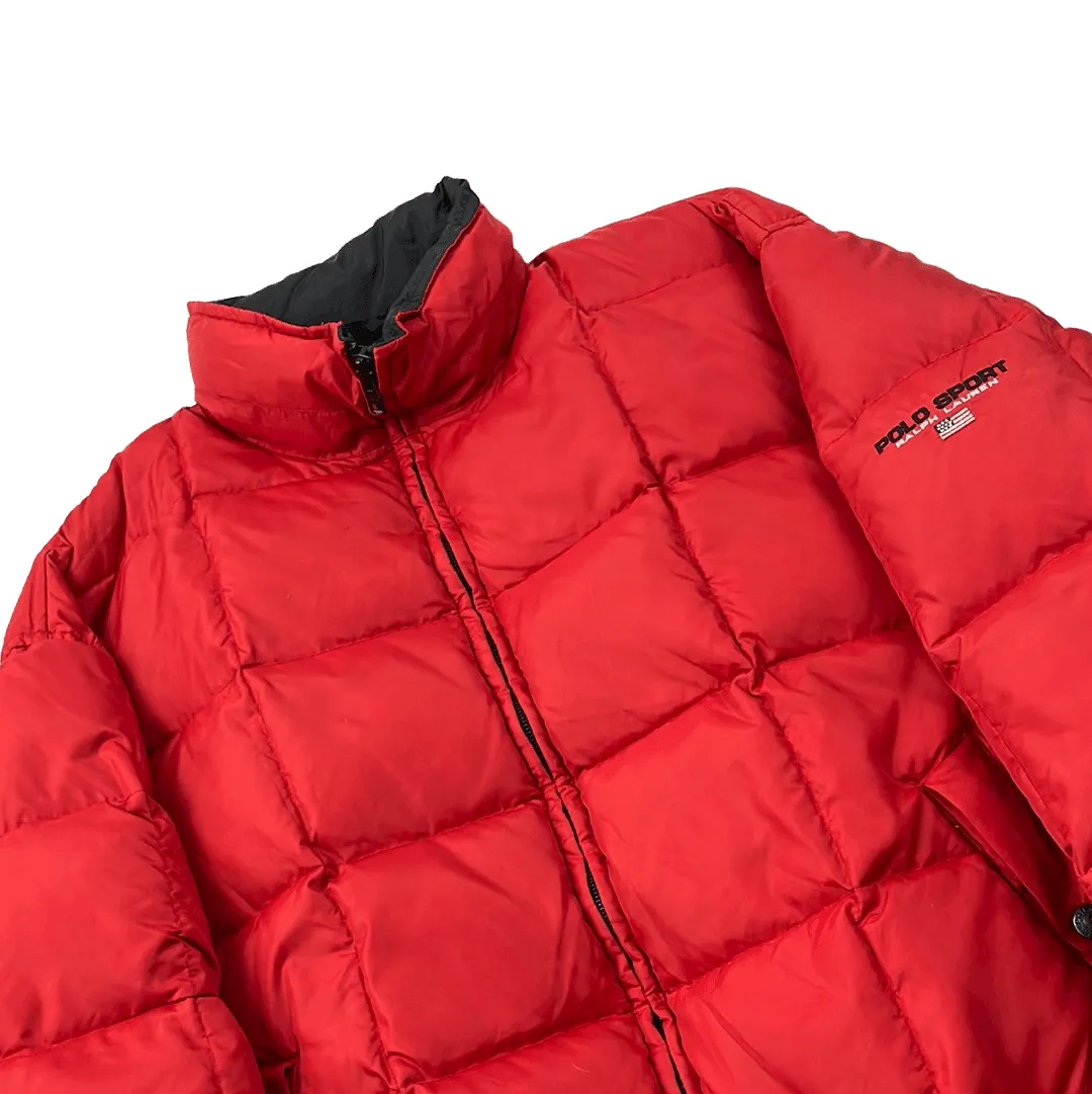 Vintage 90s Red Ralph Lauren Polo Sport Puffer Coat/ Jacket - Large