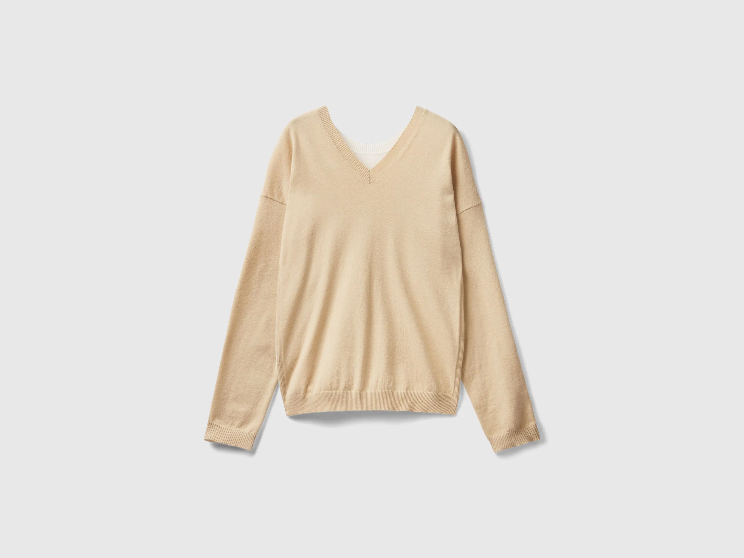 Viscose blend sweater - Creamy White | Benetton