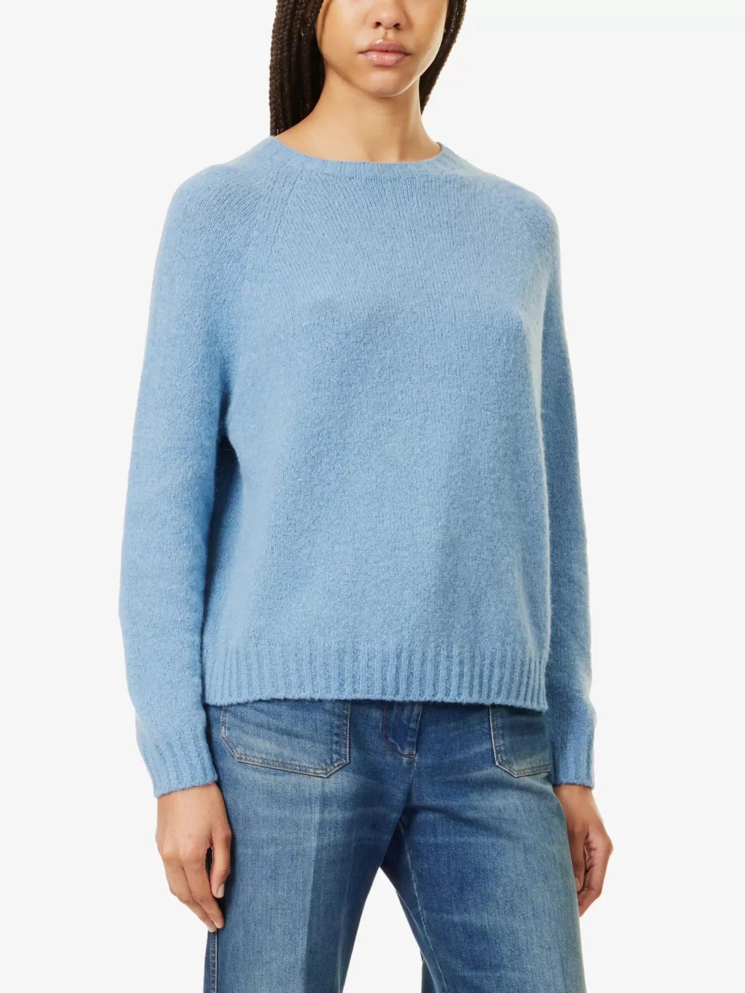 WEEKEND MAX MARA ALPACA & COTTON SWEATER IN CLOUD BLUE