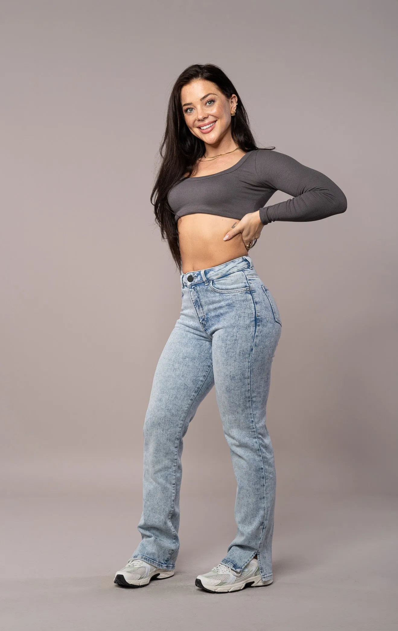 Womens Straight Leg Fitjeans - 80s Blue