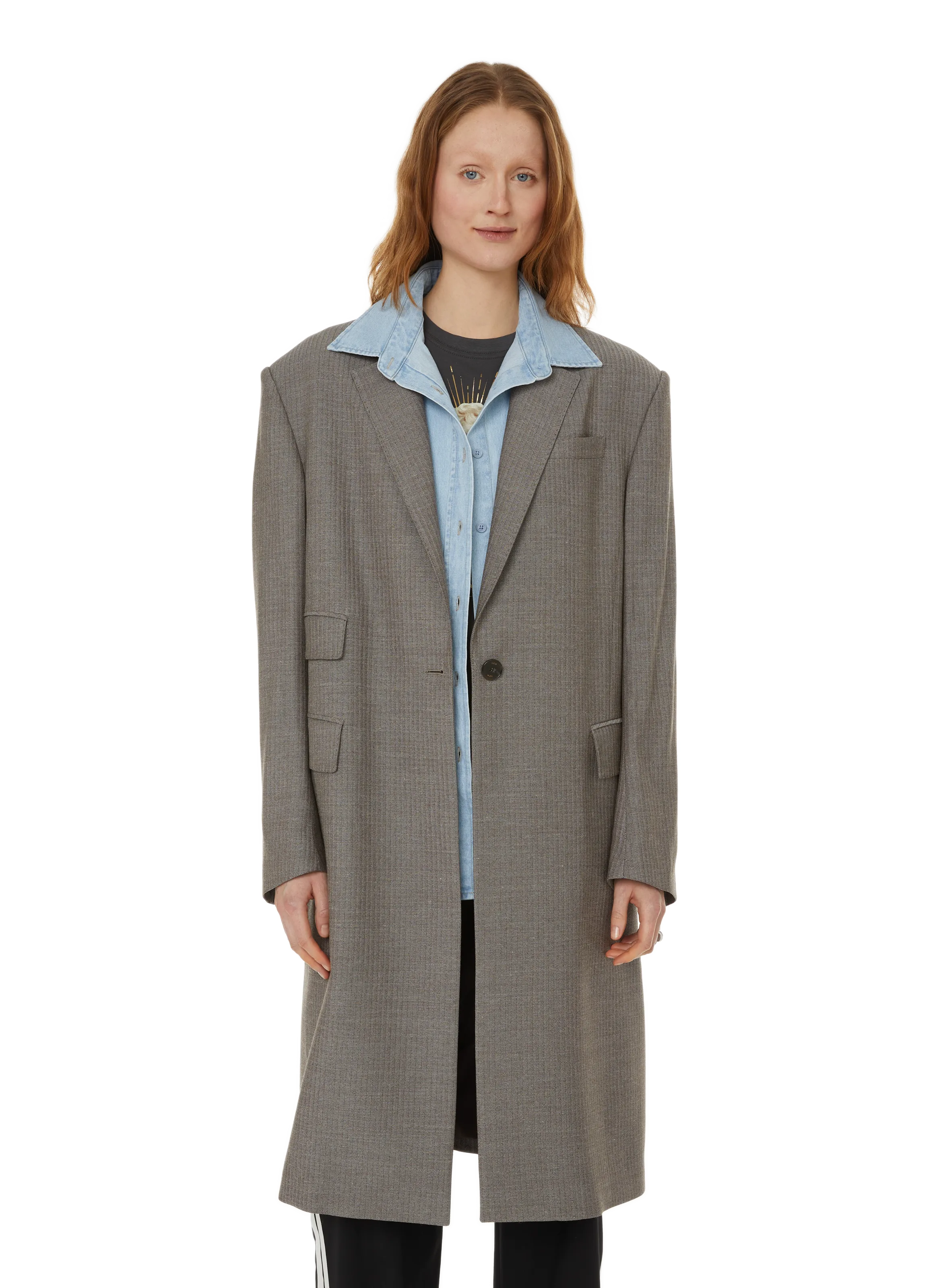 YCH  Coat with removable shirt collar  - Grey