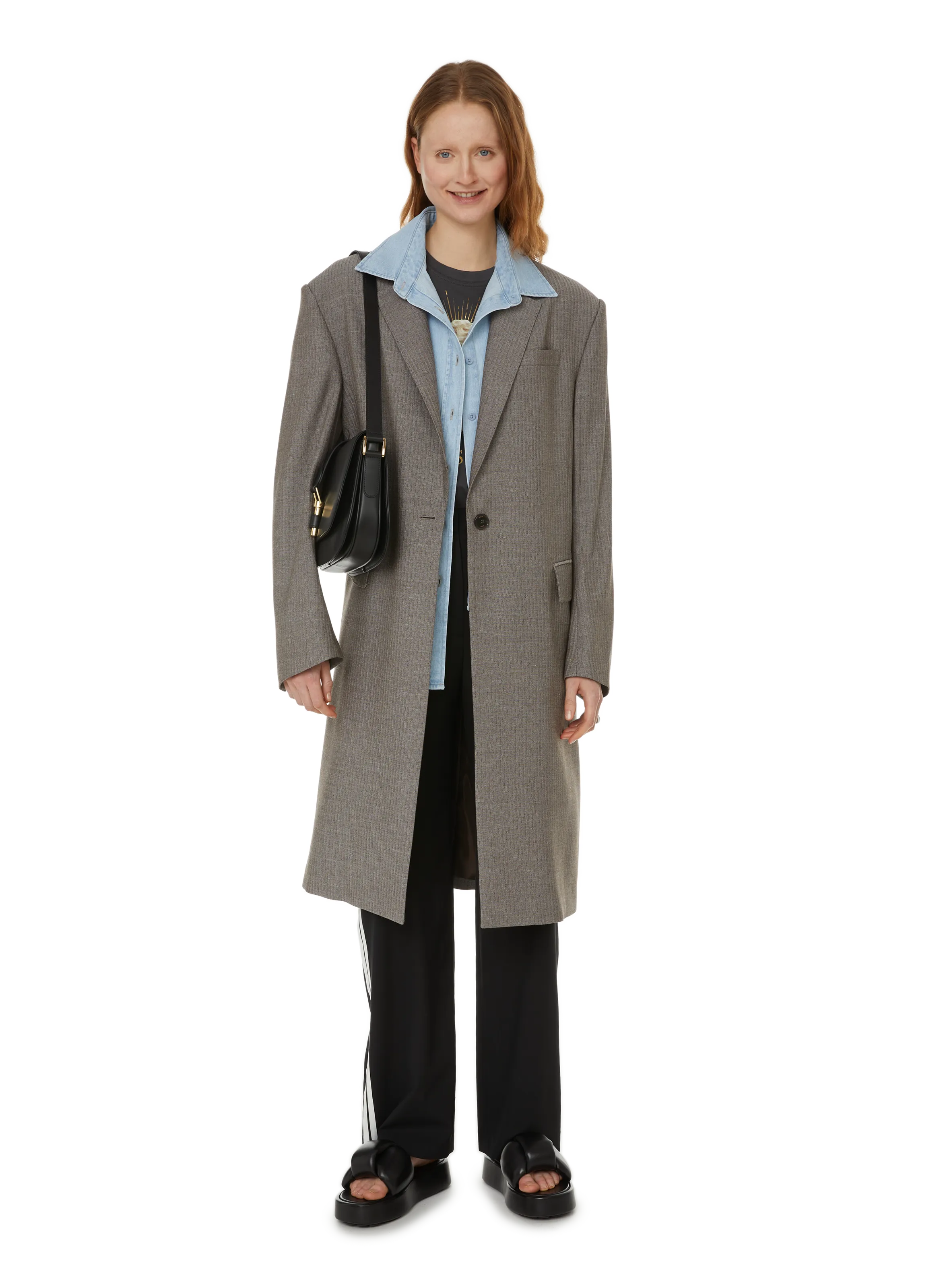 YCH  Coat with removable shirt collar  - Grey