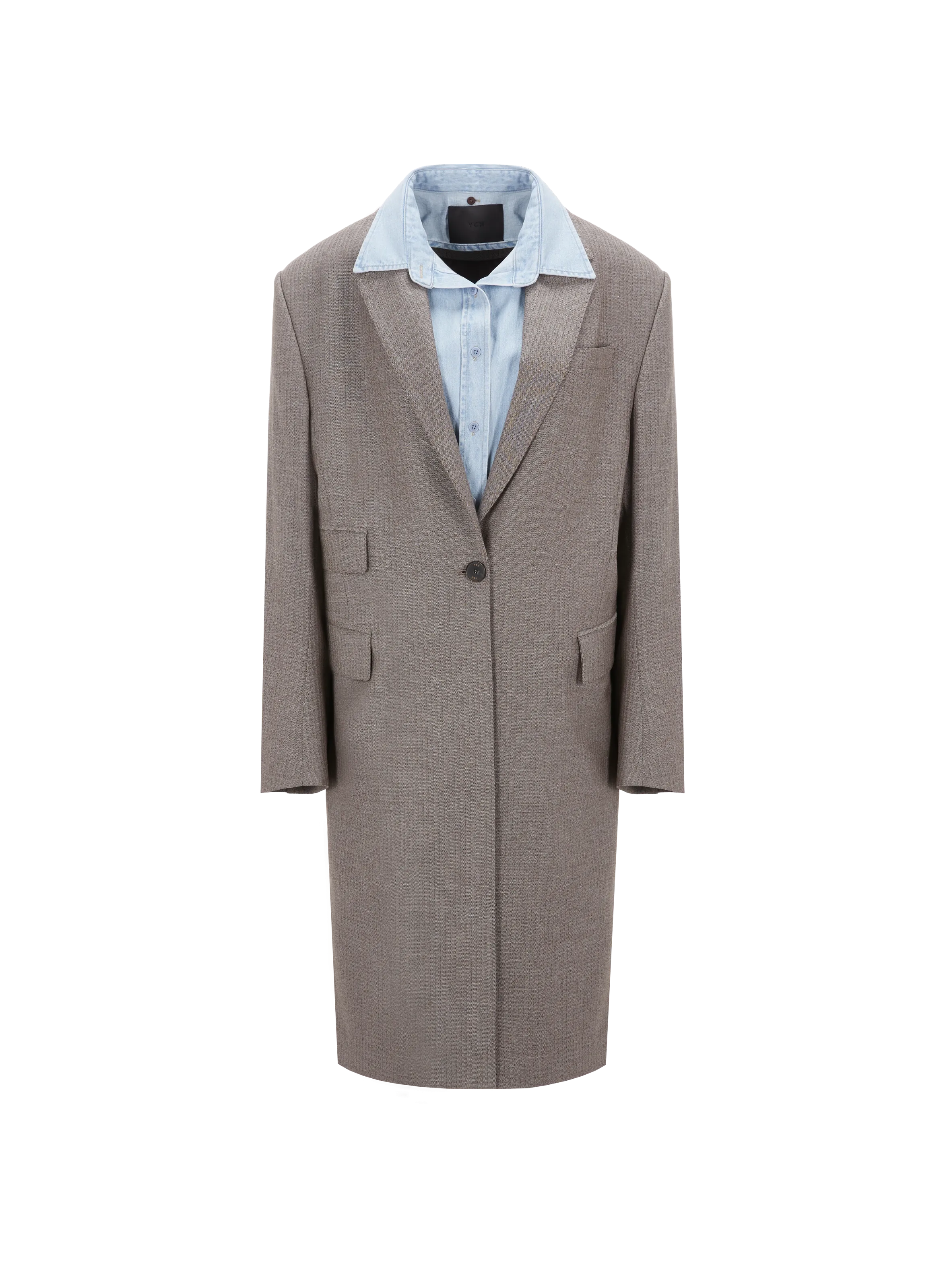 YCH  Coat with removable shirt collar  - Grey