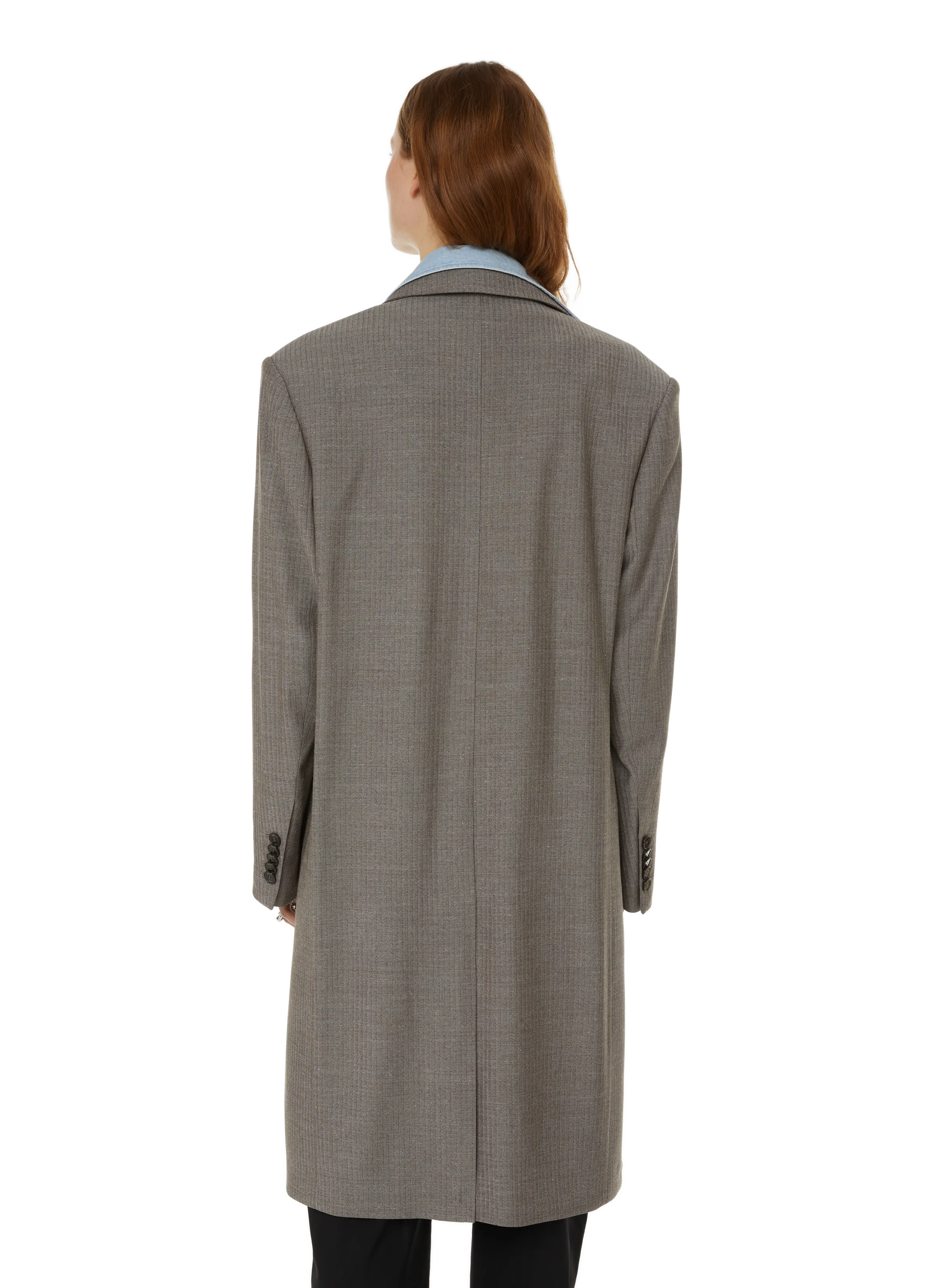 YCH  Coat with removable shirt collar  - Grey